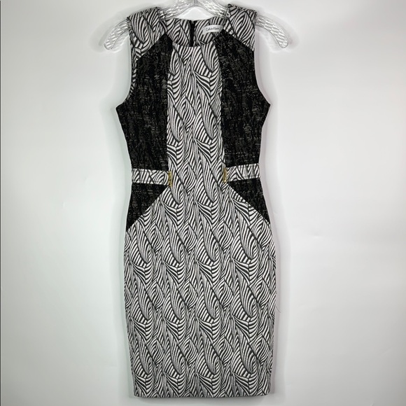Calvin Klein Dresses & Skirts - Calvin Klein Black Gray White Sleeveless Shift Dress Size 4